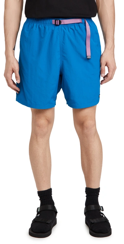 Shop Obey Easy Relaxed Trek Shorts In Blue Beat