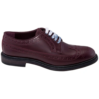 Shop Burberry Mens Leather Brogues With Painted Laces In Ebony Red