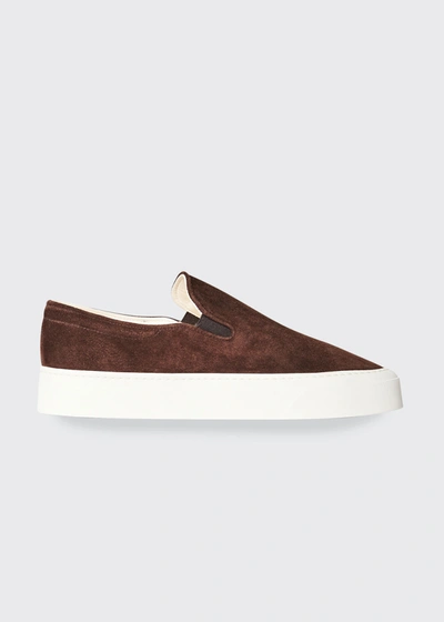 Shop The Row Marie H Suede Slip-on Sneakers In Mocha