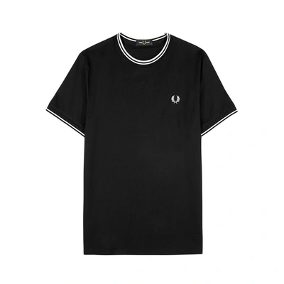 Shop Fred Perry M1588 Black Cotton T-shirt