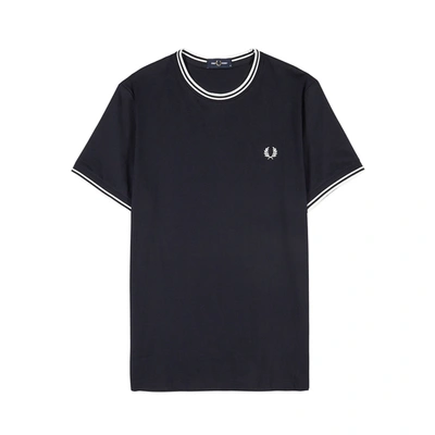 Shop Fred Perry M1588 Navy Cotton T-shirt