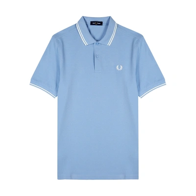 Shop Fred Perry M3600 Light Blue Piqué Cotton Polo Shirt