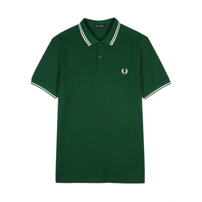 Shop Fred Perry M3600 Dark Green Piqué Cotton Polo Shirt
