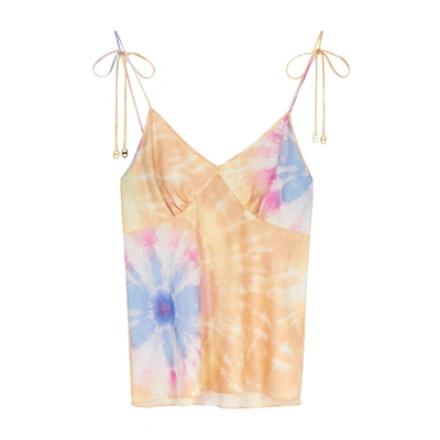 Shop Paco Rabanne Tie-dyed Satin Top In Peach
