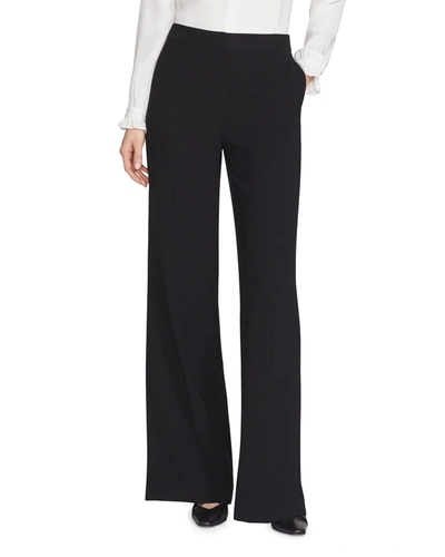 Shop Lafayette 148 Dalton Finesse Crepe Wide-leg Pants In Black