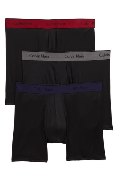 Shop Calvin Klein 3-pack Micro Stretch Boxer Briefs In Black/ Grey/ Raspberry/ Blue