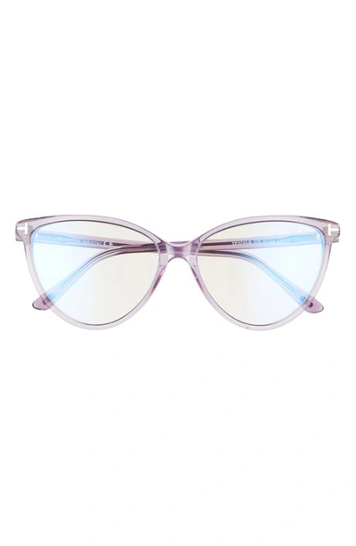 Shop Tom Ford 57mm Blue Light Blocking Glasses In Lilac Palladium/ Clear