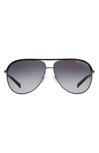 Shop Ax Armani Exchange 61mm Gradient Aviator Sunglasses In Gunmetal Black