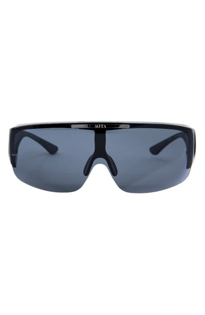 Shop Mita Sobe 136mm Shield Sunglasses In Matte Black/ Smoke Lens Shield