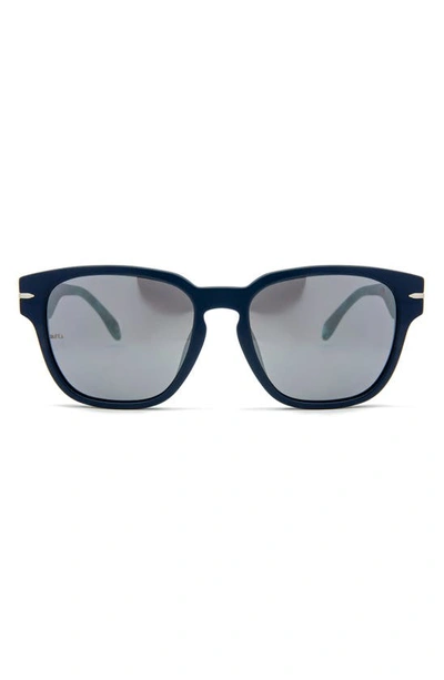 Shop Mita Key West 55mm Square Sunglasses In Matte Dk Blue/ Silver Mirror