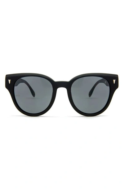 Shop Mita Brickell 50mm Round Sunglasses In Matte Black / Smoke