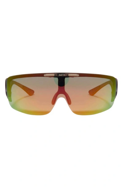 Shop Mita Sobe 136mm Shield Sunglasses In Matte Black/ Red Mirror Shield