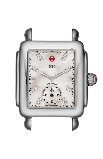 Shop Michele Deco 16 Diamond Dial Watch Head, 29mm X 31mm In Silver