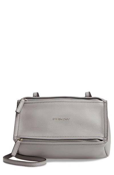 Shop Givenchy Mini Pandora Sugar Leather Shoulder Bag In Pearl Grey