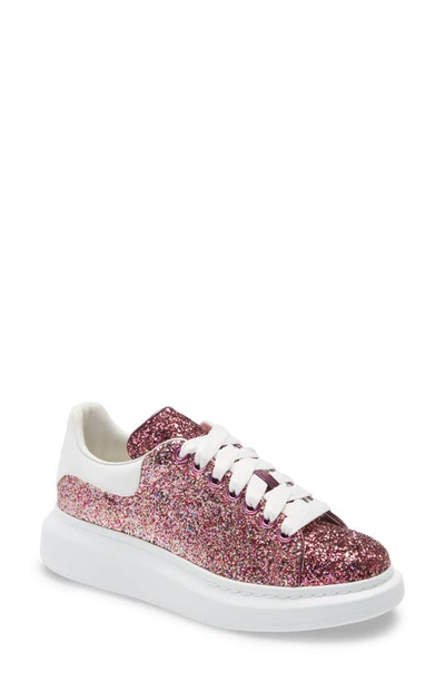 Shop Alexander Mcqueen Glitter Platform Sneaker In Rose Glitter