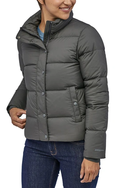 Shop Patagonia Silent Water Repellent 700-fill Power Down Insulated Jacket In Forge Grey
