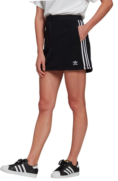 Shop Adidas Originals Fleece Miniskirt In Black