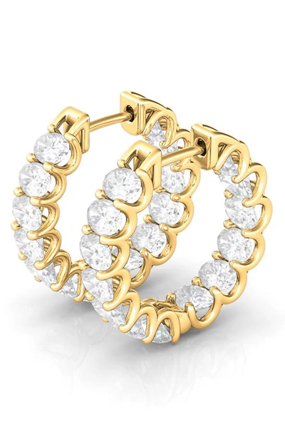 Shop Hautecarat Oval Sideways Lab Created Diamond Inside Out 14k Gold Hoop Earrings In Yellow Gold