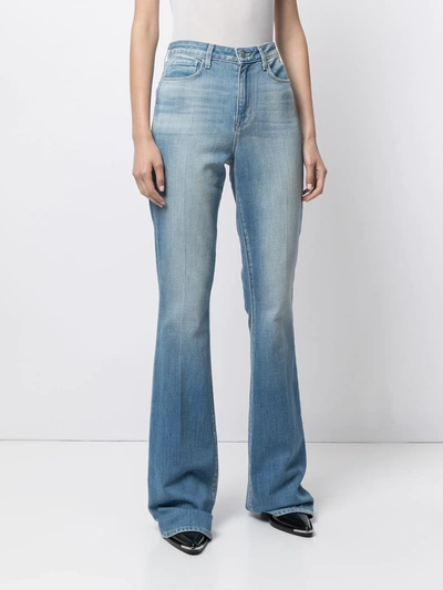 L'agence Stonewashed Flared Jeans In Blue