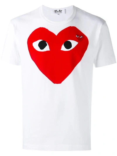 Comme Des 'play' Heart Face Graphic T-shirt White | ModeSens