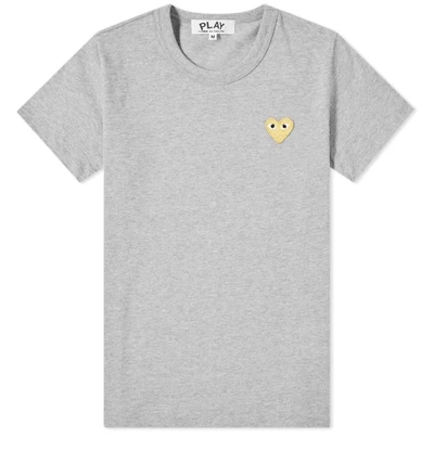 Shop Comme Des Garçons Play Embroidered Heart Logo T-shirt, Size X-large In Gold Tone,grey