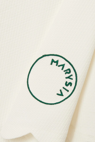 Shop Marysia + Net Sustain Serena Scalloped Recycled Seersucker Tennis Dress In White