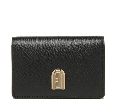 Shop Furla Ladies 1927 Black Leather Business Card Case