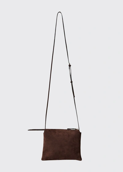 Shop The Row Nu Twin Crossbody Bag In Suede In Mocha