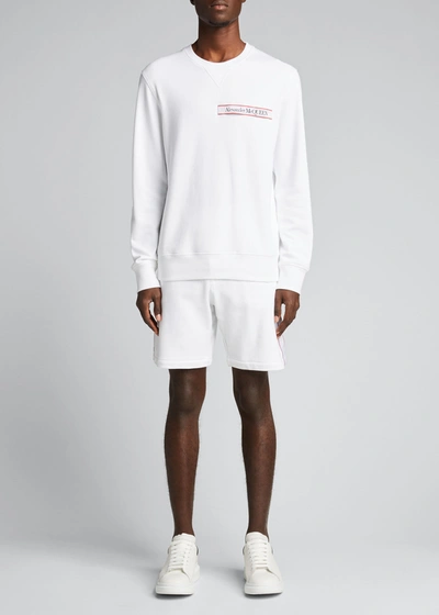 Shop Alexander Mcqueen Men's Logo Taping Sweatshirt In White Blac