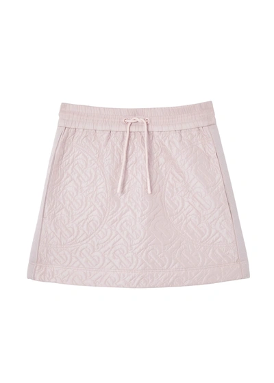 Shop Burberry Girl's Selena Logo Embossed Drawstring Skirt In Pastel Pink