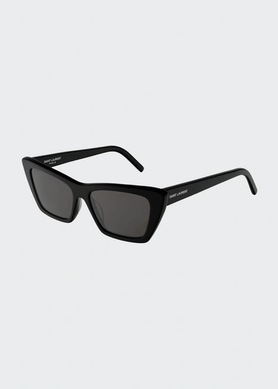 Shop Saint Laurent Cat-eye Acetate Sunglasses In Brown