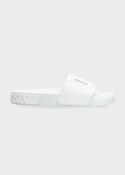 Shop Dolce & Gabbana Dg Cutout Pool Slides In White