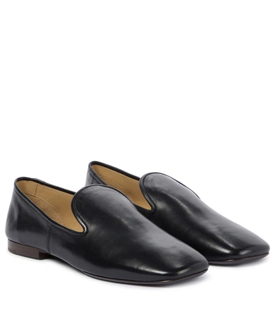 Shop Lemaire Leather Loafers In Black