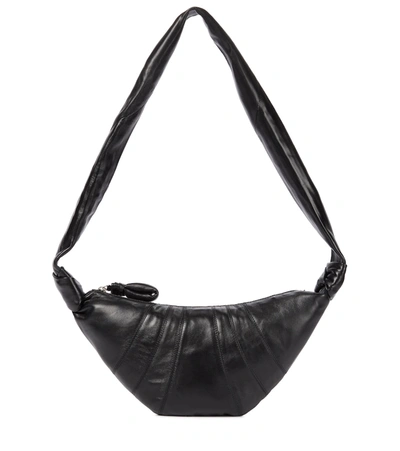 Shop Lemaire Croissant Small Leather Shoulder Bag In Black