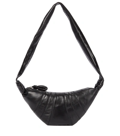 Lemaire Womens Dark Chocolate Croissant Small Coated-cotton Shoulder Bag In Black