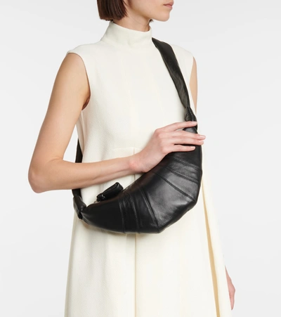 Shop Lemaire Croissant Small Leather Shoulder Bag In Black