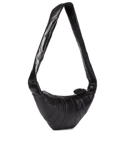 Shop Lemaire Croissant Small Leather Shoulder Bag In Black