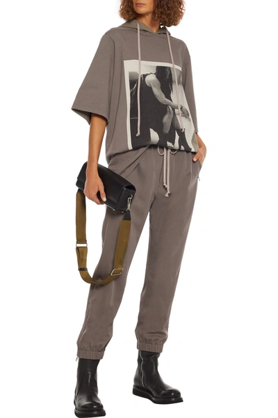 Shop Rick Owens Drkshdw Jumbo Printed French Cotton-terry Hoodie In Gray