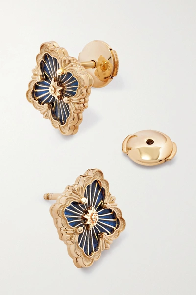 Shop Buccellati Opera Tulle 18-karat Gold And Enamel Earrings