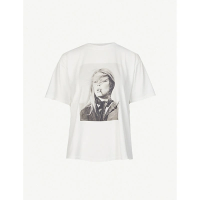 Shop Anine Bing Ida Graphic-print Cotton-jersey T-shirt In White