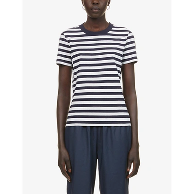 Shop Moncler Girocollo Striped Cotton-jersey T-shirt In Stripes