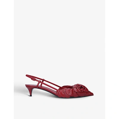 Shop Valentino Womens Red Atelier 03 Rose Edition Leather Slingbacks 4