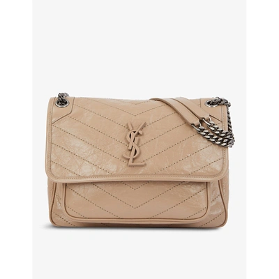 Shop Saint Laurent Womens Gold Sand Niki Medium Leather Shoulder Bag