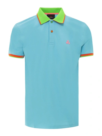 Shop Peuterey Contrasting Edges Polo Shirt In Light Blue
