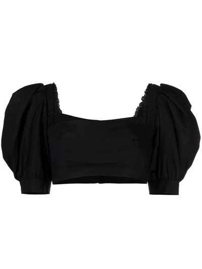 Ulyana Sergeenko Cropped Square-neck Top In Schwarz