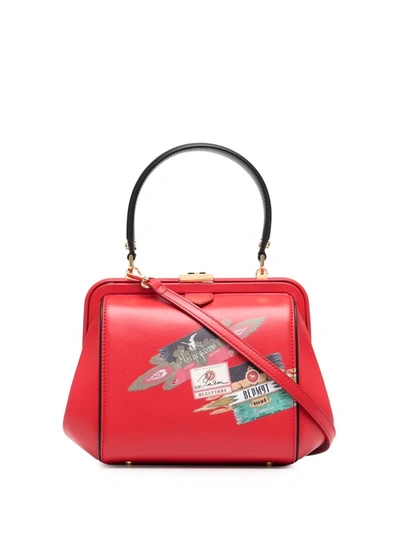 Shop Ulyana Sergeenko Graphic-print Leather Tote In Rot