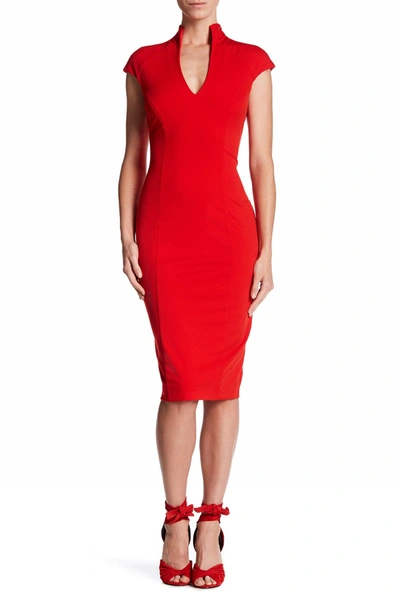 Shop Alexia Admor Cap Sleeve Midi Dress In Fiery Red
