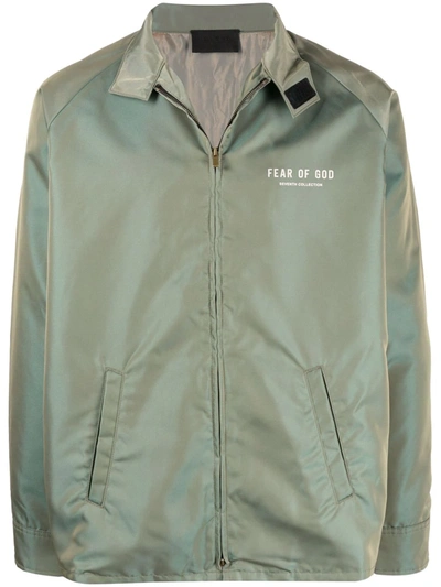 Shop Fear Of God Logo-print Lightweight Jacket In Green