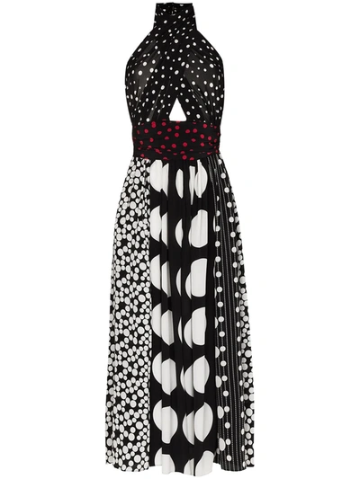 Shop Dolce & Gabbana Polka Dot Halterneck Midi Dress In Schwarz