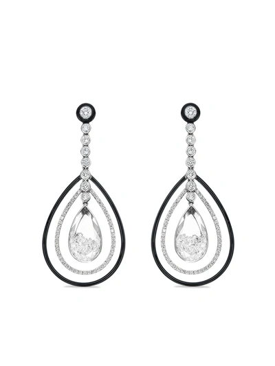 Shop Moritz Glik 18kt Palladium Grey Gold Layered Diamond Drop Shaker Earrings In Silber